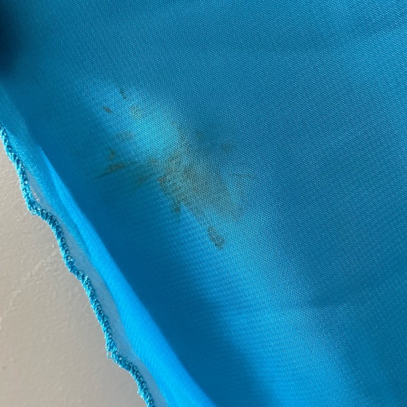 7/8 Hailey Logan by Adrianna Papell Blue Tan Rhinestone Back One Strap Dress - Picture 6 of 6